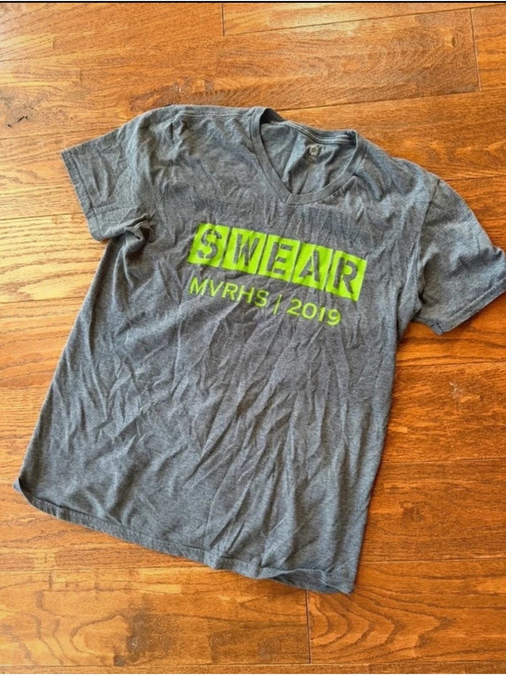 Vintage Gray Tee with Neon Lime 'SWEAR' Graphic